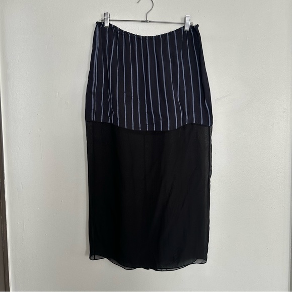 Gauchere • Striped and Sheer Midi Skirt • 42 (10) - Picture 5 of 15